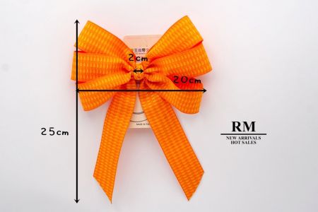 नारंगी अद्वितीय चेकर डिजाइन 6 लूप्स के साथ गांठ रिबन बो_BW638-K1750-361